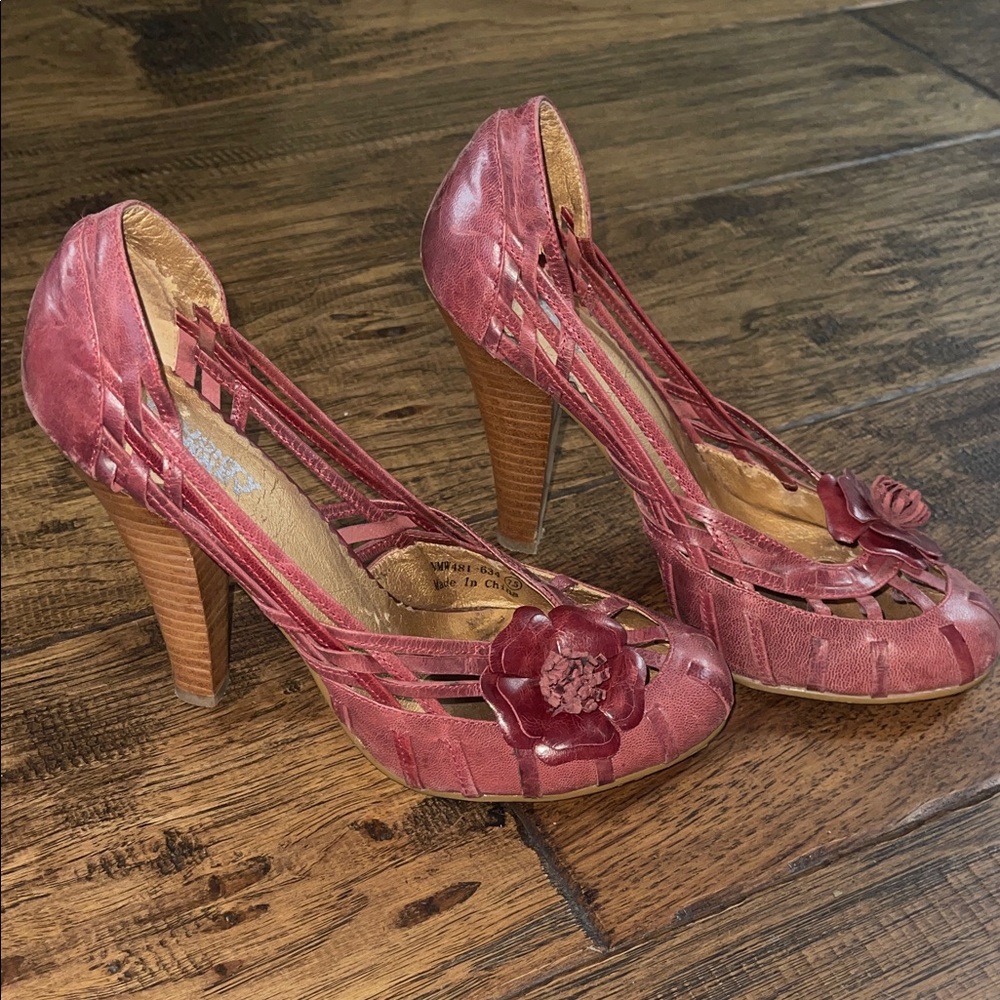Naughty Monkey Pink Strappy Heels with Floral Accent